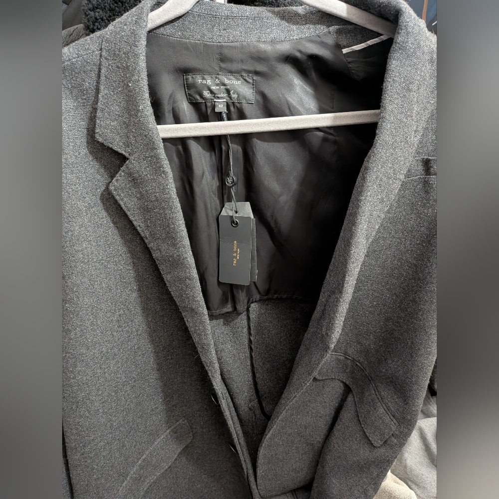 Rag & Bone Men's Heather Grey Shift Flannel Wool Blend Blazer Size 42 Large NWT